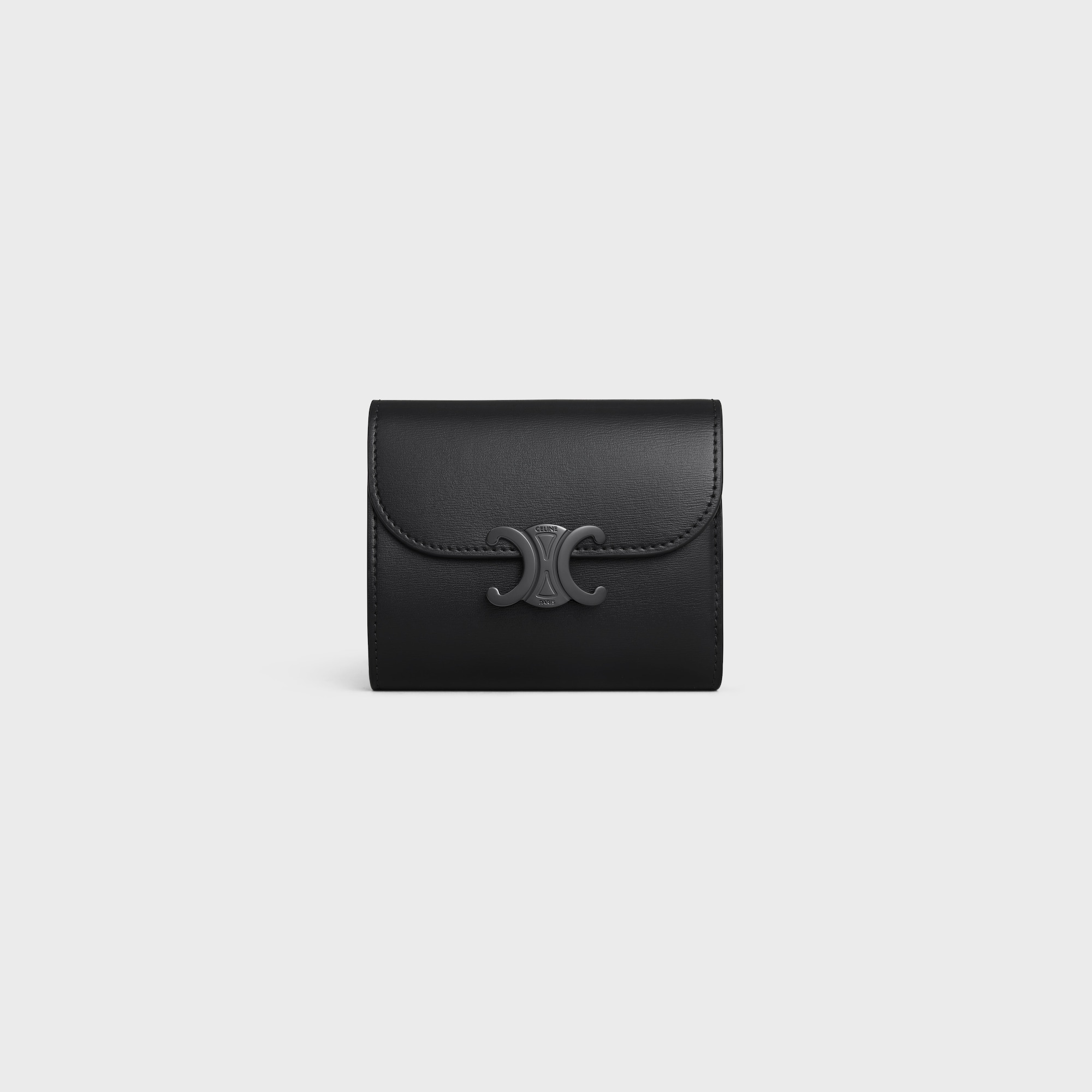 SMALL FLAP WALLER TRIOMPHE IN SHINY CALFSKIN BLACK / BLACK - Image 1